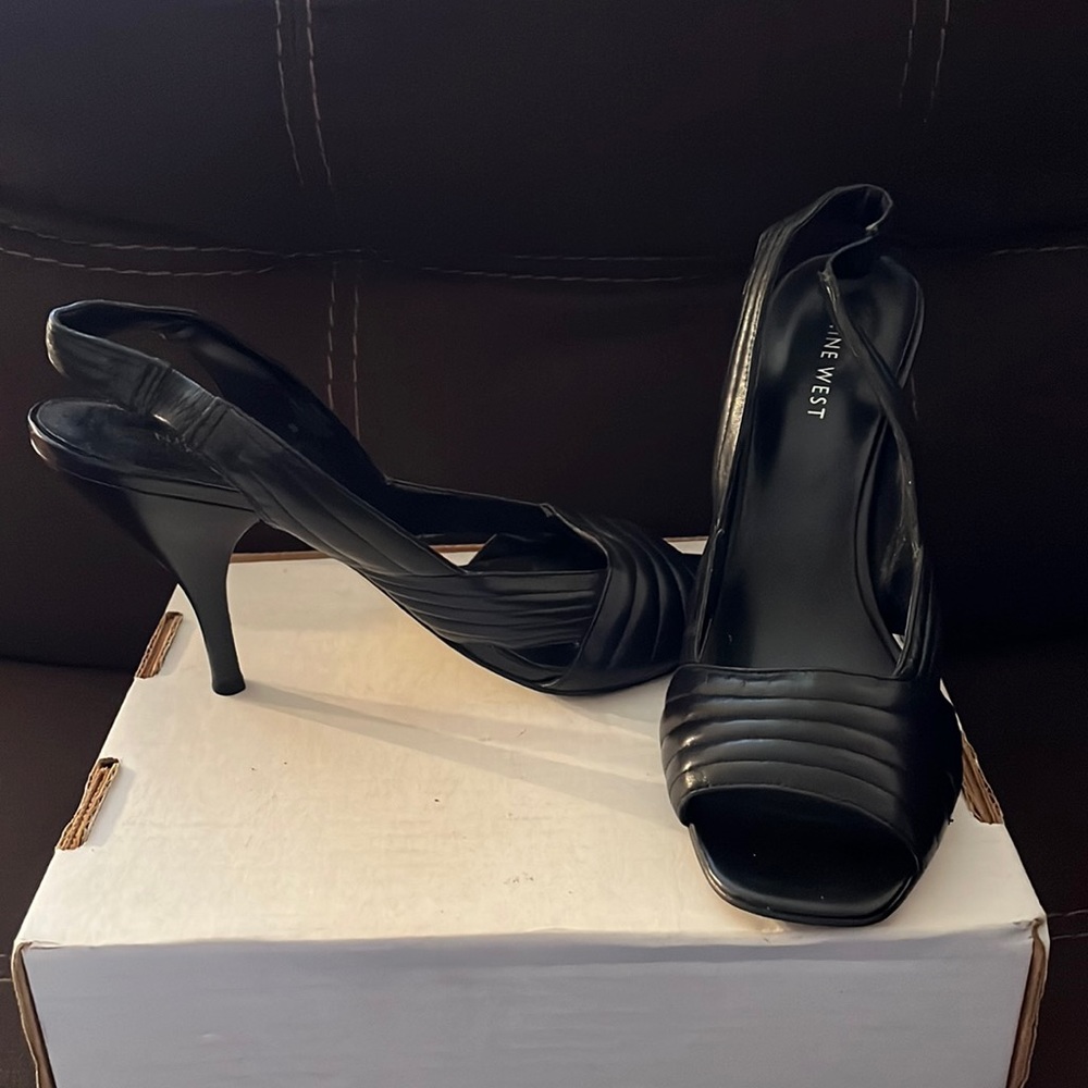 Black sling back heels